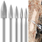 Wood Carving Drill Bits Set for Dremel Rotary Tool 5Pcs Engraving Drill Accessories Bit Wood Crafts Grinding Woodworking Tool with 1/8” Shank for DIY Carving Drilling Micro Sculpture