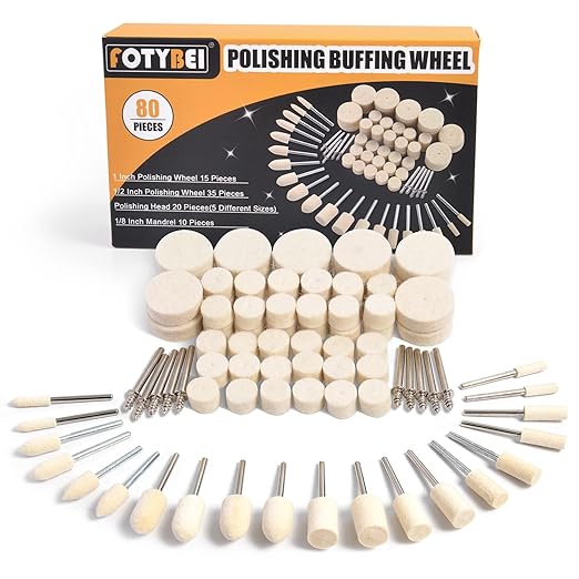 80PCS Polishing Buffing Wheel for Dremel Polishing Kit, Wool Felt Polishing Wheel for Dremel Rotary Tool Accessories, with 1/8" Shank for Jewelry Metal Polishing