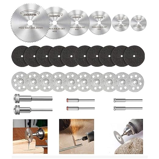 Cutting Wheel Set for Dremel Rotary Tool, HSS Circular Saw Blades, Resin Cutting Discs, 545 Diamond Cutting Wheel, Accessories Cutting Discs with 1/8" Shank for Wood Glass Plastic Stone Metalwith
