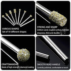 Diamond Grinding Burr Drill Bit Set for Dremel Rotary Tool 20Pcs Diamond Burr Bits with 1/8 Inch Shank Rotary Tool Accessories for Stone Glass Ceramics Carving, Grinding, Polishing, Engraving