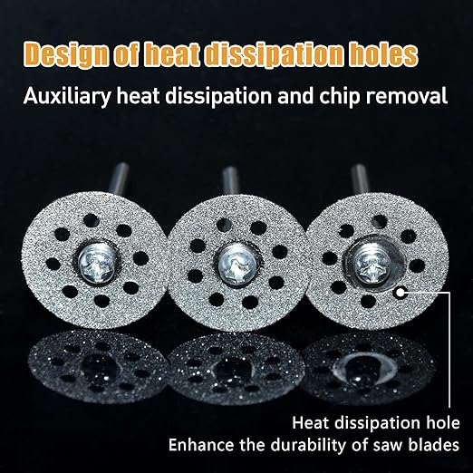 20 pcs 545 Diamond Cutting Wheel Cut Off Discs Coated (22mm) for Dremel Rotary Tool with 402 Mandrel (3mm) 4pcs and Screwdriver for Rotary Tool Accessories
