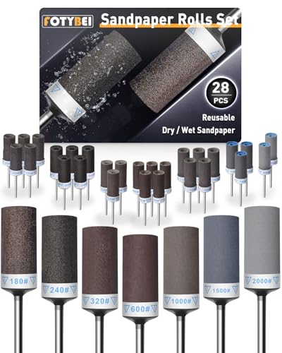 Sanding Drums Sandpaper Sticks (28Pcs)