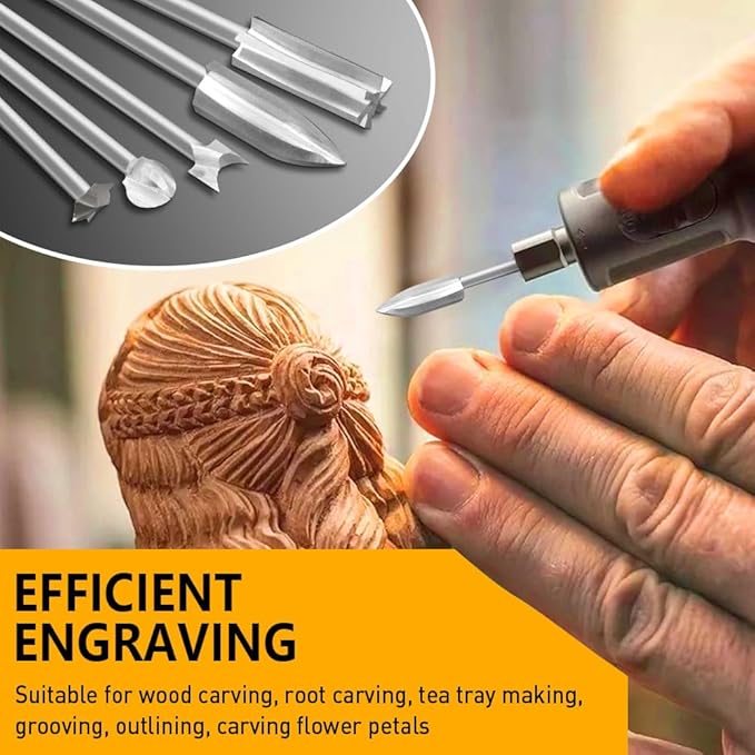 Wood Carving Drill Bits Set Compatible with Dremel Rotary Tool 5 Different Engraving Drill Accessories Bit Wood Grinding Woodworking Tool with 3mm Shank for DIY Carving Drilling Micro Sculpture