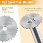 FOTYBEl Cutting Wheel for Drill, Rotary Tool Cutting Discs with 6pcs Steel Saw Blades, 1pc 1/4" Hex Short Shank, Power Rotary Tool Accessories for Cutting PVC Pipe Wood Plastic Soft Metal