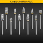 Carbide Burr Set Compatible with Dremel Rotary Tool 10Pcs Die Grinder Bits Rotary File Rasp with 1/8" Shank Tool Accessories for Attachments Cutting Burrs Metal Grinding Engraving Porting Double Cut