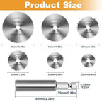 FOTYBEl Cutting Wheel for Drill, Rotary Tool Cutting Discs with 6pcs Steel Saw Blades, 1pc 1/4" Hex Short Shank, Power Rotary Tool Accessories for Cutting PVC Pipe Wood Plastic Soft Metal
