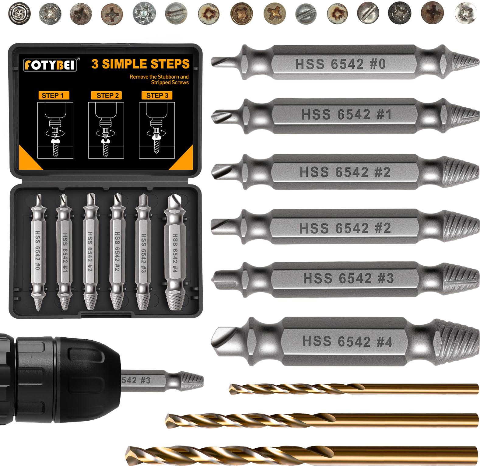 Damaged Screw Extractor Set (9PCS)