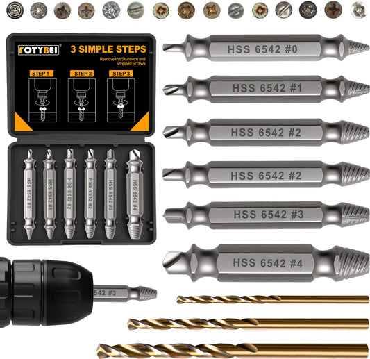 Damaged Screw Extractor Set (9PCS)