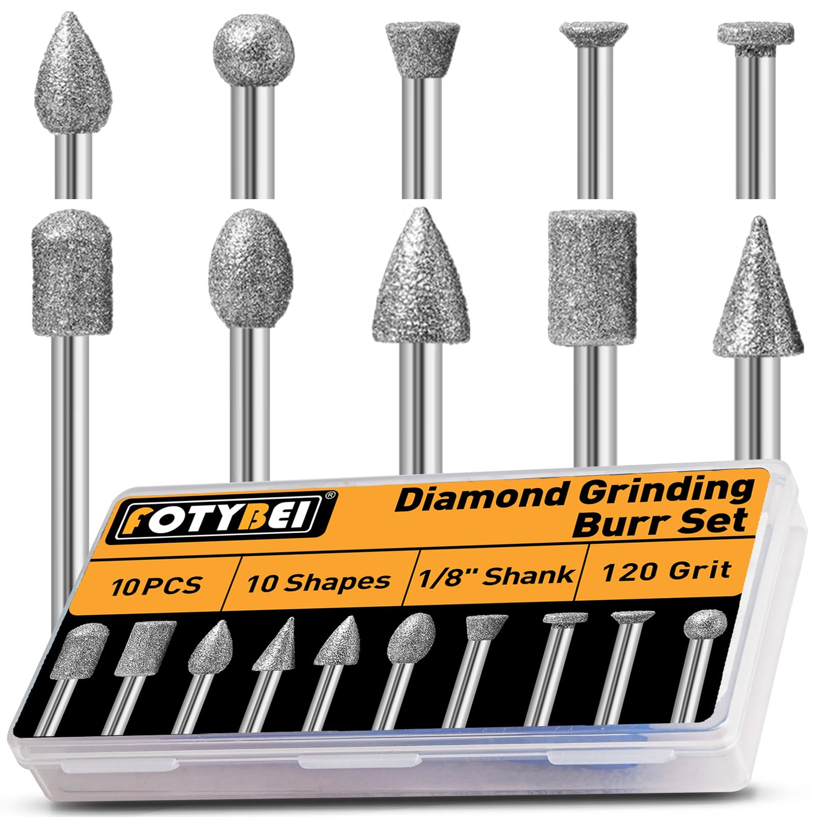 Diamond Grinding Burr Bits (10PCS)